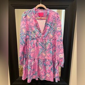 Lilly Pulitzer Winona Stretch Pink and Blue Patterned Dress